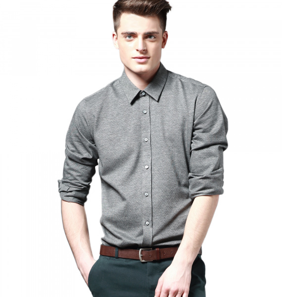 Серая рубашка Colletto Bianco Super Slim fit из трикотажа Monti  006370 SSF