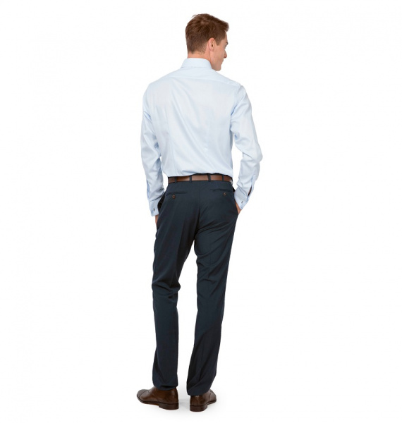 Голубая сорочка Dave Raball Slim fit из структурной ткани под запонку 009277 