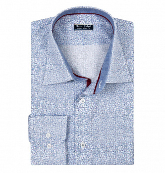 Голубая сорочка Dave Raball принт цветочки Slim fit 007809