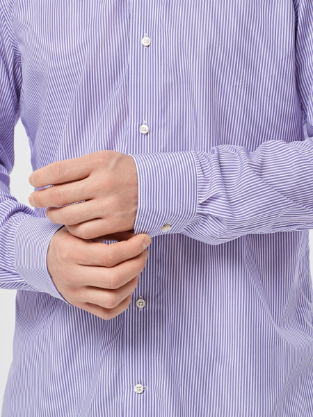 Сорочка Colletto Bianco в бело-сиреневую полоску Slim fit 010207 