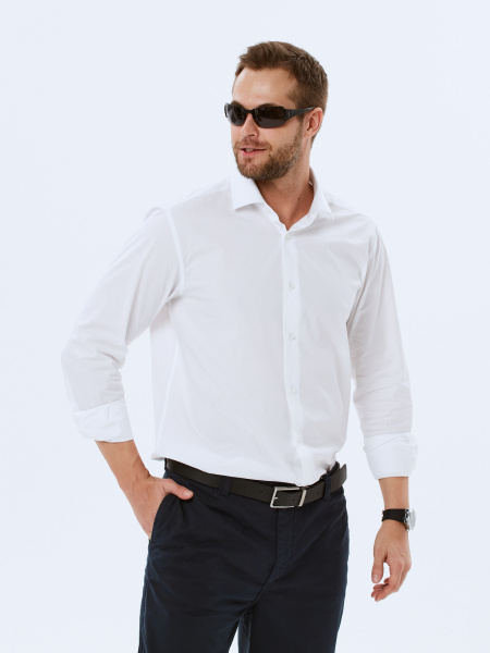 Белая сорочка Dave Raball Classic Large fit хлопок с эластаном 000238 
