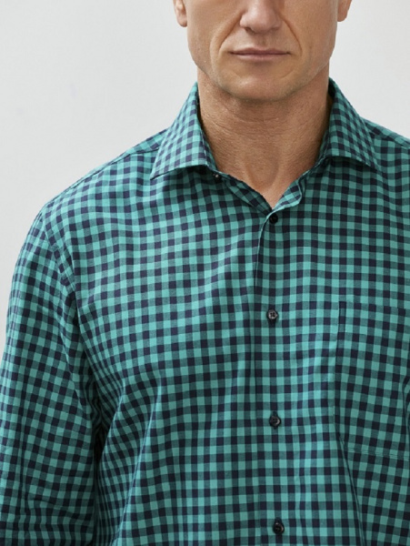 Рубашка Dave Raball Classic fit в зелено-синюю клетку, карман 000295 