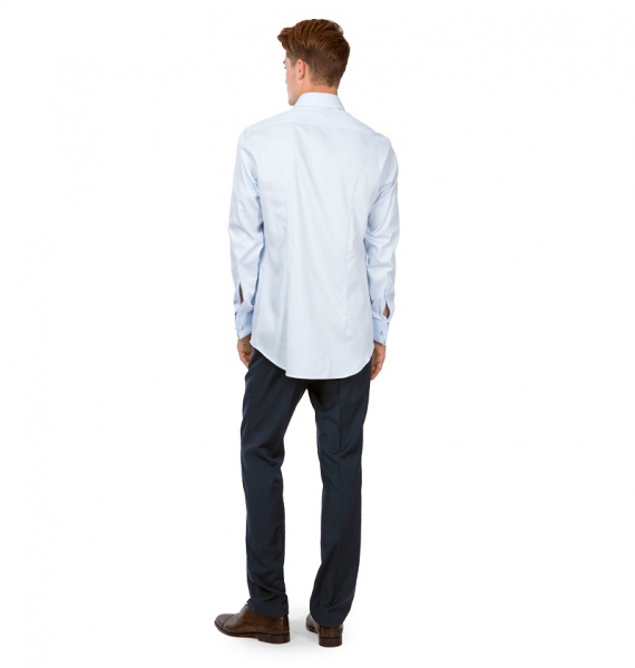Голубая сорочка Dave Raball Slim fit из структурной ткани под запонку 009277 