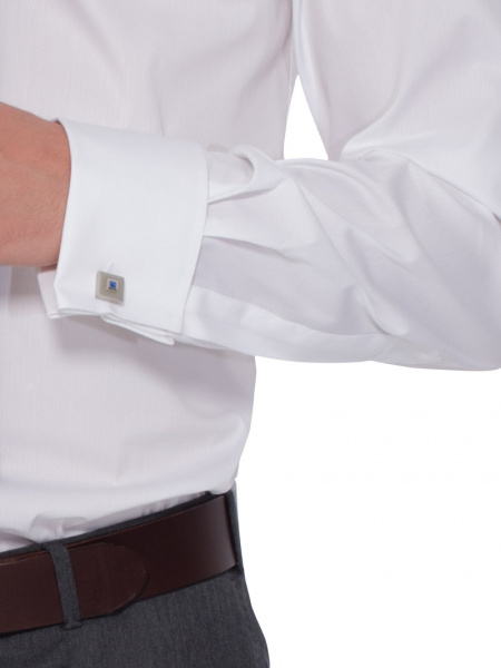 Белая сорочка Dave Raball Classic fit из структурной ткани под запонку 004756 LR CLF