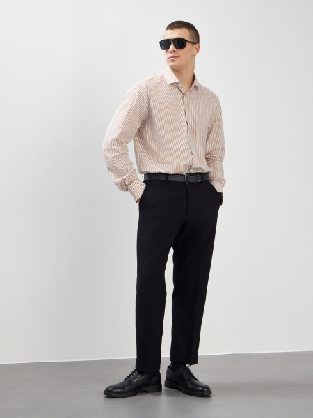 Сорочка Dave Raball Regular fit в коричневую полоску 000277 RF 