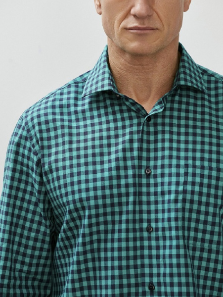 Рубашка Dave Raball Regular fit в зелено-синюю клетку 000294 