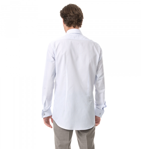 Сорочка Dave Raball в бело-голубую полоску Slim fit под запонку 007760 
