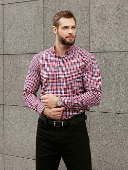 Рубашка Dave Raball в красно-сине-белую клетку Slim fit 000288