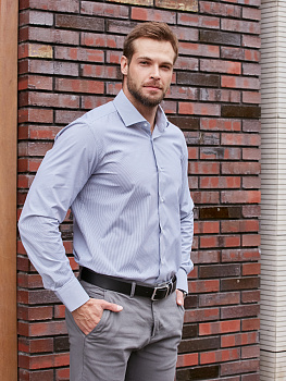 Сорочка Dave Raball Slim fit в серую микрополоску 000280 SF