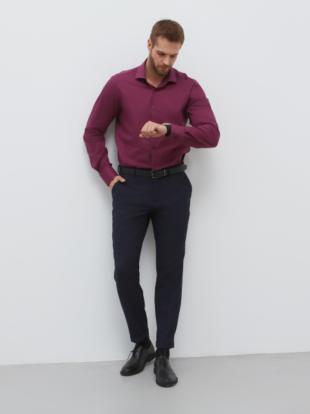 Сорочка Dave Raball Slim fit в бордово-синию клетку 000268 