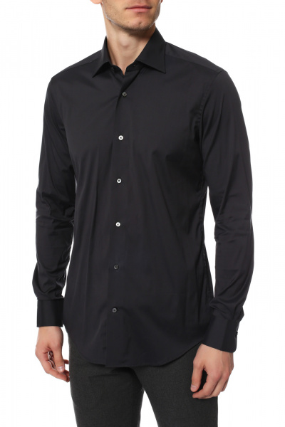 Черная сорочка Colletto Bianco Slim fit из ткани Albini 008210