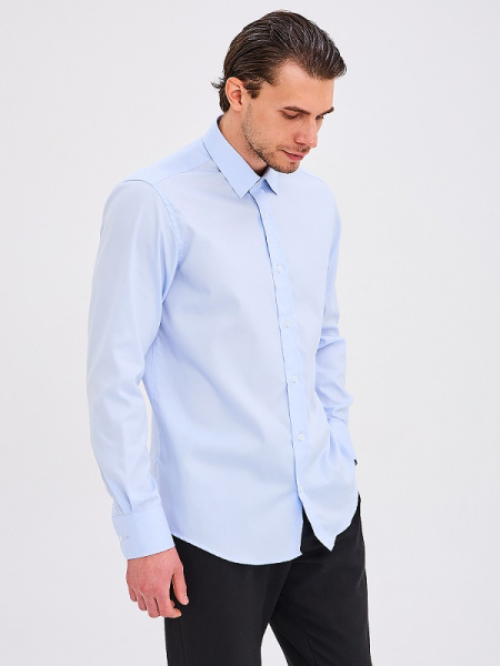 Рубашка Colletto Nuovo Slim fit голубая, планка 000319 SF  