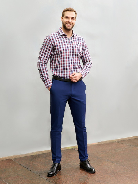 Рубашка Dave Raball Super Slim fit в серо-фиолетовую клетку с отделкой 008414 