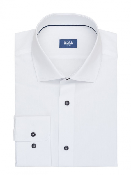 Белая сорочка Dave Raball Slim fit с отделкой на воротнике и манжетах 000128 
