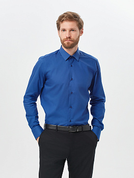 Сорочка Allan Neumann василькового цвета Slim fit 007684