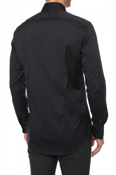 Черная сорочка Colletto Bianco Slim fit из ткани Albini 008210 