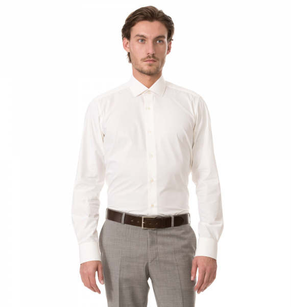 Сорочка Dave Raball цвета айвори Slim fit из структурной ткани 008293 