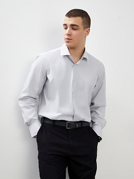 Сорочка Dave Raball Slim fit в светло-серую микрополоску 000278