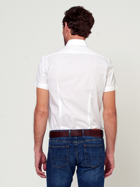 Белая сорочка Dave Raball Slim fit с отделкой кор.рукав 009469 SFs 