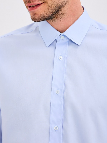 Рубашка Colletto Nuovo Slim fit голубая, планка 000319 SF  