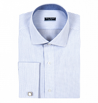 Сорочка Dave Raball в бело-голубую полоску Slim fit под запонку 007760
