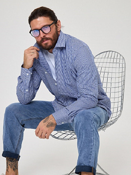 Рубашка Dave Raball Regular fit бело-синяя клетка 000341 RF