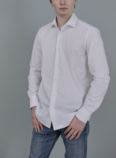 Белая сорочка Dave Raball Slim fit хлопок с эластаном 000150 
