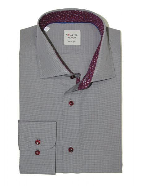 Серая сорочка Colletto Nuovo Slim fit с отделкой  010899 