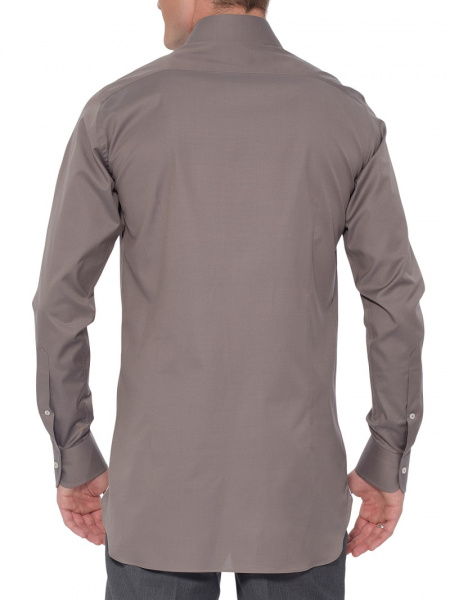 Коричневая сорочка Colletto Bianco Slim fit из структурной ткани 005026 SF 