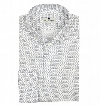 Сорочка Colletto Bianco Regular fit принт серые цветочки хлопок лен воротник на пуговицах 009743