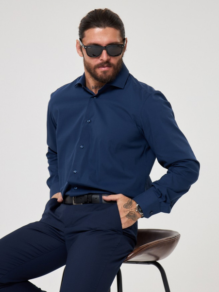 Рубашка Dave Raball Slim fit темно-синяя  000333 SF 
