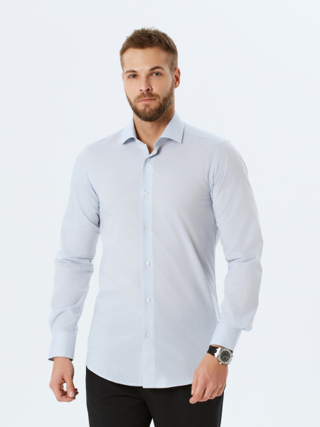 Светло-голубая сорочка Colletto Nuovo меланж Regular fit 000248 