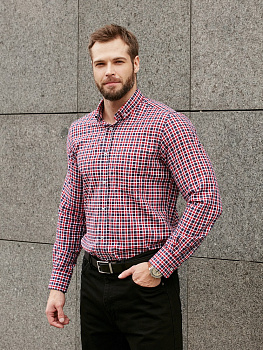 Рубашка Dave Raball Regular fit красно-сине-белую клетку 000289