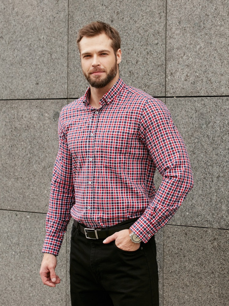 Рубашка Dave Raball Regular fit красно-сине-белую клетку 000289
