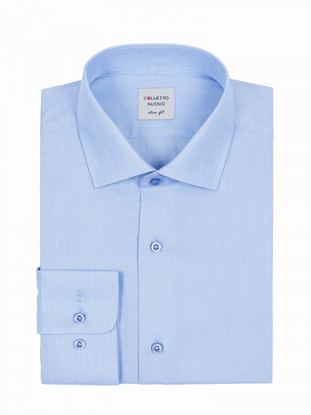 Голубая сорочка Colletto Nuovo Slim fit меланж 000169 