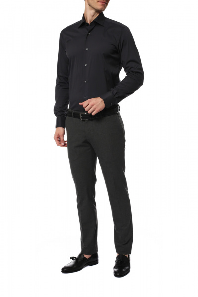 Черная сорочка Colletto Bianco Slim fit из ткани Albini 008210 