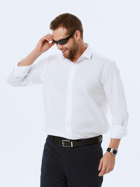 Белая сорочка Dave Raball Regular fit хлопок с эластаном 000236