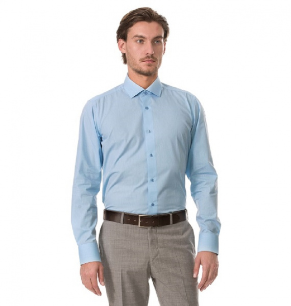 Голубая сорочка Dave Raball Slim fit из структурной ткани 008301 