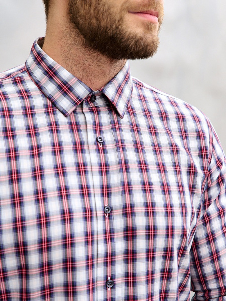 Рубашка Dave Raball Super Slim fit в серо-фиолетовую клетку с отделкой 008414 