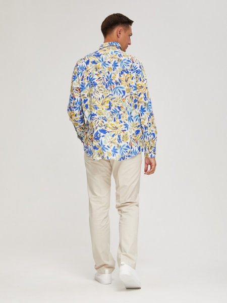 Рубашка Colletto Nuovo Classic fit цветочный принт лен вискоза мягкий воротник 000197 CLF 