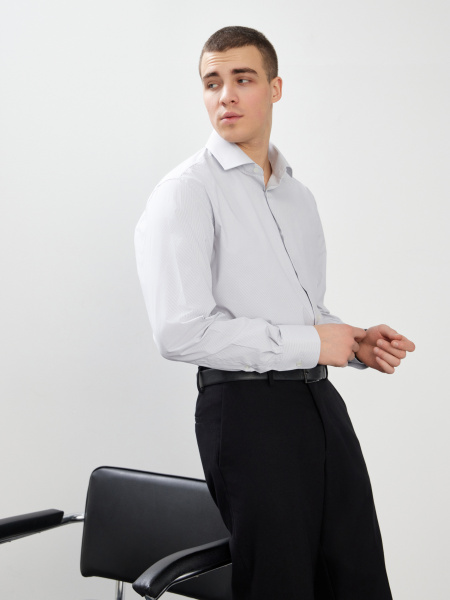 Сорочка Dave Raball Slim fit в светло-серую микрополоску 000278 