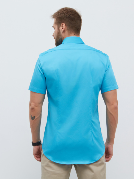 Сорочка Dave Raball Slim fit лазурного цвета 000246 SFs 